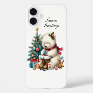Feestelijke Kerstvakantie ijsbeer aanpasbaar iPhone 16 Plus Hoesje