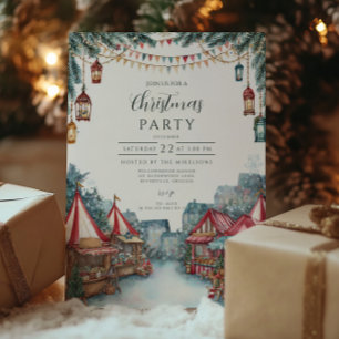 Feestelijke kerstvakantie in het winterdorp feestdagenkaart