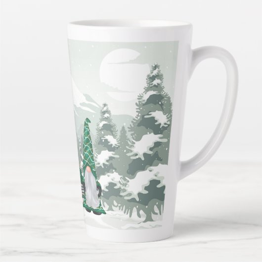 feestelijke kerstvakantie kabouter latte Mok (Rechts)