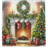 Feestelijke kerstvakantie kousen douchegordijn (Voorkant)