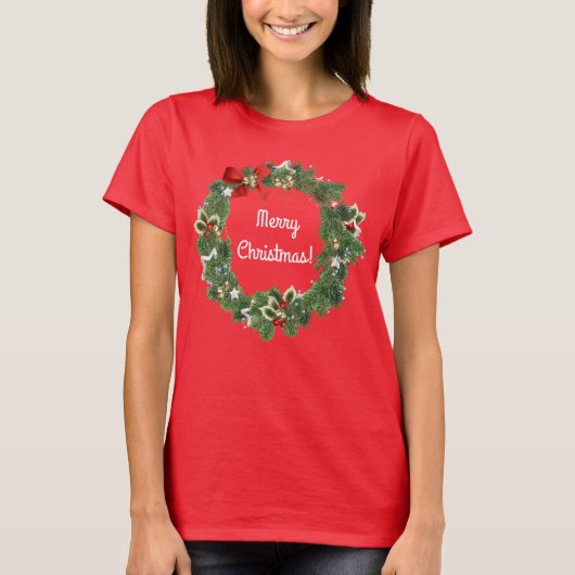  feestelijke kerstvakantie krans kunst t-shirt (Voorkant)