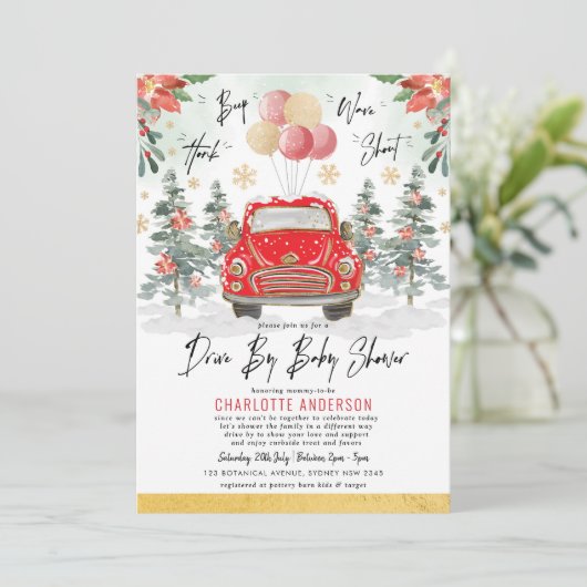 Feestelijke kerstvakantie met Baby shower Kaart (Staand voorkant)