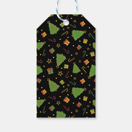 Feestelijke Kerstvakantie Print Cadeaulabel (Voorkant)