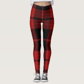 Feestelijke Kerstvakantie Rode geruite Tartan Prin Leggings (Voorkant)