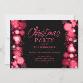 Feestelijke Kerstvakantie Rode Sneeuwlichten Glow Kaart (Voorkant)