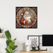 Feestelijke kerstvakantie Santa Poster (Thuiskantoor)