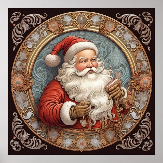 Feestelijke kerstvakantie Santa Poster (Voorkant)