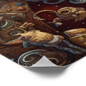 Feestelijke kerstvakantie Santa Poster (Hoek)