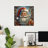 Feestelijke kerstvakantie Santa Poster (Thuiskantoor)