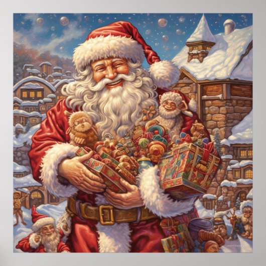 Feestelijke kerstvakantie Santa Poster (Voorkant)