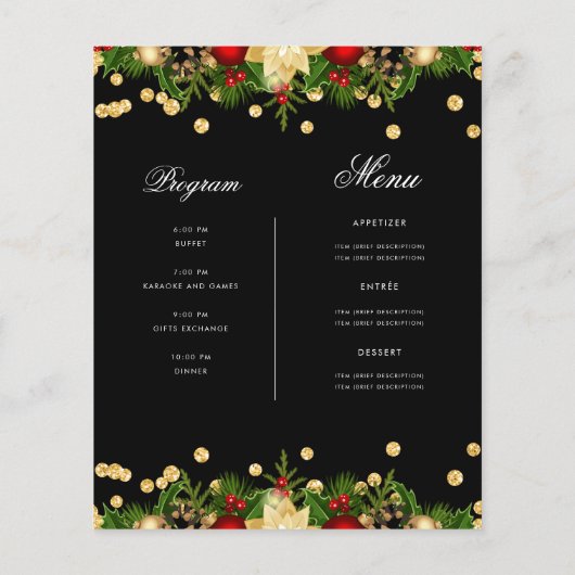 Feestelijke Kerstvakantie Uitnodigen w / Programma (Achterkant)