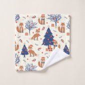 Feestelijke Kerstvakantie vos betegeld Bad Handdoek (Wasdoekje)