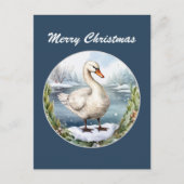 Feestelijke kerstvakantie waterverf zwaan feestdagenkaart (Voorkant)