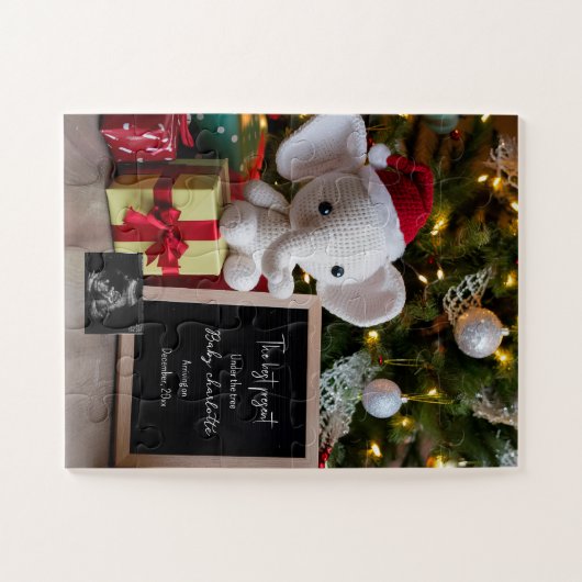 Feestelijke kerstvakantie zwangerschapsaankondigin legpuzzel (Horizontaal)