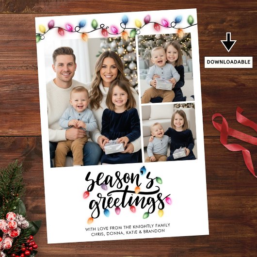 Feestelijke kerstverlichting 3 fotoseizoenen Groet Feestdagenkaart