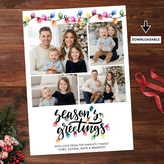 Feestelijke Kerstverlichting 4 Foto Seizoenen Groe Feestdagenkaart