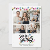 Feestelijke Kerstverlichting 4 Foto Seizoenen Groe Feestdagenkaart (Voorkant)