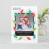 Feestelijke kerstverlichting Foto Vakantie Kaart (Staand voorkant)