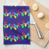 Feestelijke kerstverlichting op blauw theedoek (Quarter Fold)