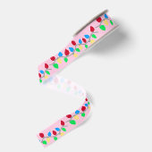Feestelijke kerstverlichting op roze grosgrain lint (Achterkant)
