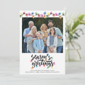 Feestelijke Kerstverlichting Seizoenen Groeten Fot Feestdagenkaart (Staand voorkant)