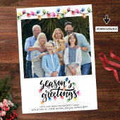 Feestelijke Kerstverlichting Seizoenen Groeten Fot Feestdagenkaart