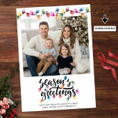 Feestelijke Kerstverlichting Seizoenen Groeten Fot Feestdagenkaart