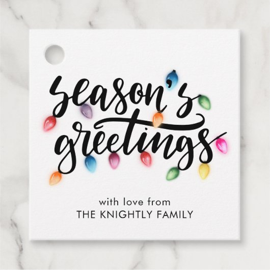 Feestelijke Kerstverlichting Seizoenen Groetjes Na Bedankjes Labels (Voorkant)