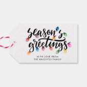 Feestelijke Kerstverlichting Seizoenen Groetjes Na Cadeaulabel (Achterkant Horizontaal)