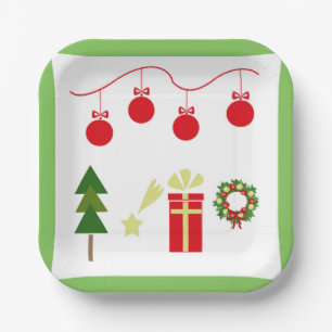 Feestelijke kerstversiering collectie papieren bordje