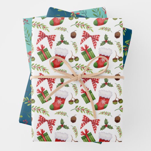 Feestelijke kerstversiering en takken Waterverf Inpakpapier Vel (In situ)