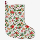 Feestelijke kerstversiering grote kerstsok (Voorkant)