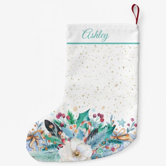 feestelijke kerstversiering kleine kerstsok (Achterkant)