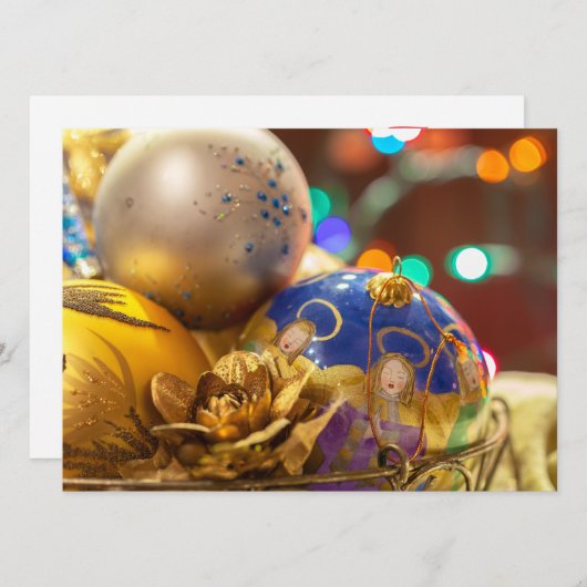 Feestelijke kerstversiering met engelen feestdagenkaart (Voorkant / Achterkant)