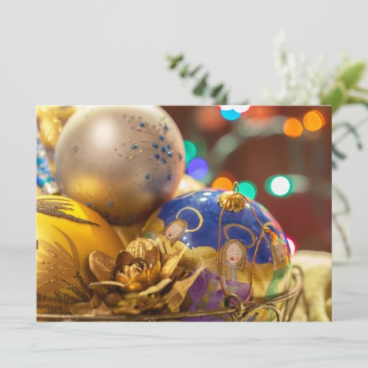 Feestelijke kerstversiering met engelen feestdagenkaart (Staand voorkant)