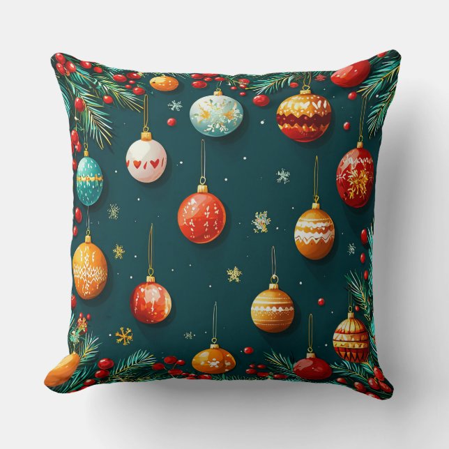 Feestelijke kerstversiering met Ornamenten Kussen (Voorkant)