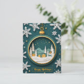 Feestelijke kerstversiering met winterscene briefkaart (Staand voorkant)