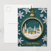 Feestelijke kerstversiering met winterscene briefkaart (Voorkant / Achterkant)