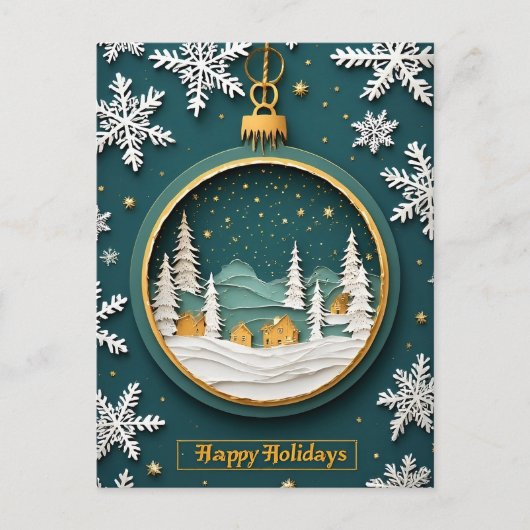 Feestelijke kerstversiering met winterscene briefkaart (Voorkant)
