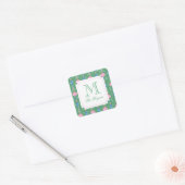 Feestelijke Kerstversiering Monogram Cadeau Vierkante Sticker (Envelop)