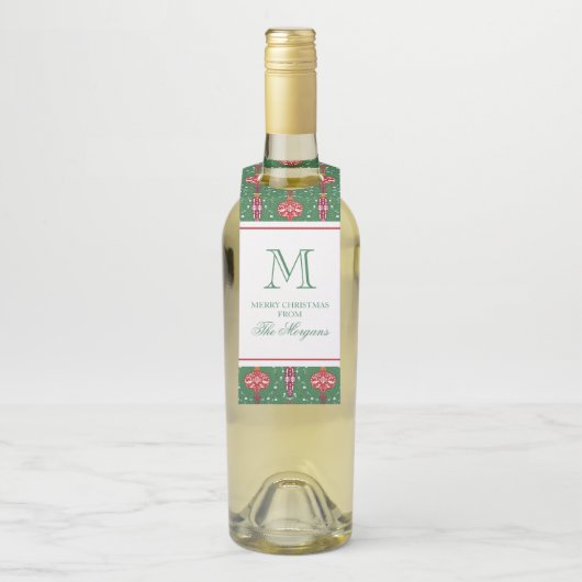 Feestelijke kerstversiering Monogram Flessenhanger (Op fles)