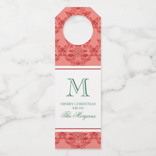 Feestelijke kerstversiering Monogram Flessenhanger (Voorkant)