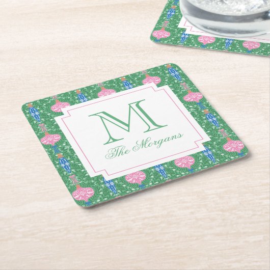 Feestelijke kerstversiering Monogram Kartonnen Onderzetters (Schuin)