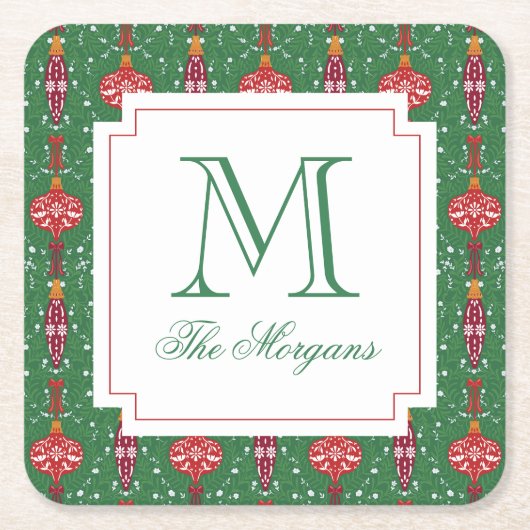 Feestelijke kerstversiering Monogram Kartonnen Onderzetters (Voorkant)
