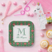 Feestelijke kerstversiering Monogram Papieren Bordje (Feest)