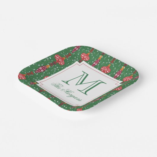 Feestelijke kerstversiering Monogram Papieren Bordje (Gebogen)