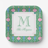 Feestelijke kerstversiering Monogram Papieren Bordje (Voorkant)