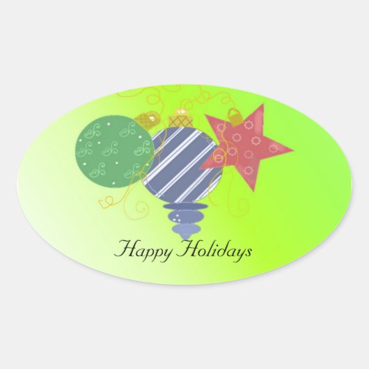 Feestelijke Kerstversiering Ovale Sticker (Voorkant)