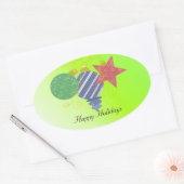 Feestelijke Kerstversiering Ovale Sticker (Envelop)