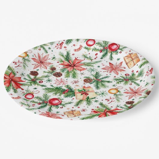 Feestelijke kerstversiering papieren bordje (Gekanteld)